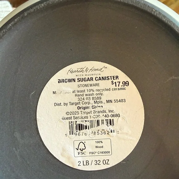 Hearth And Hand With Magnolia White Ceramic Canister with Wooden Lid - Picture 3 of 3